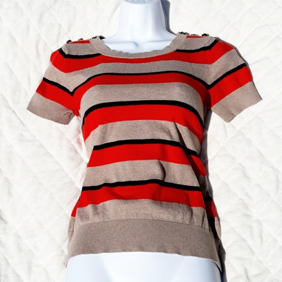 ✅Orange, Black, & Tan Striped Shirt by Loft - Picture 5 of 8